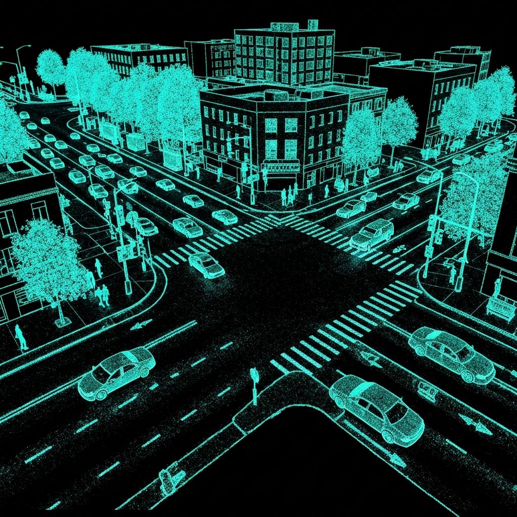 LiDAR point cloud visualization of urban traffic
